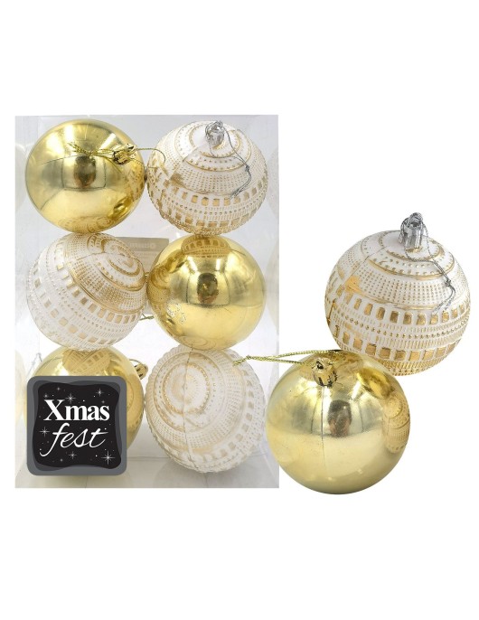 Μπάλες Ανάγλυφες Αντικέ μιξ με Χρυσές πακ=6τεμ φ7 ø7cm Xmasfest 1133586