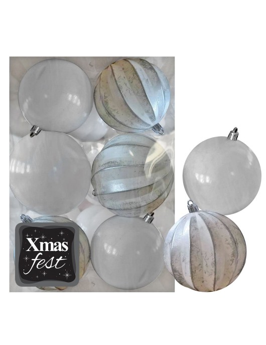Μπάλες Ανάγλυφες Αντικέ μιξ με Λευκές πακ=6τεμ φ6 ø6cm Xmasfest 1133589