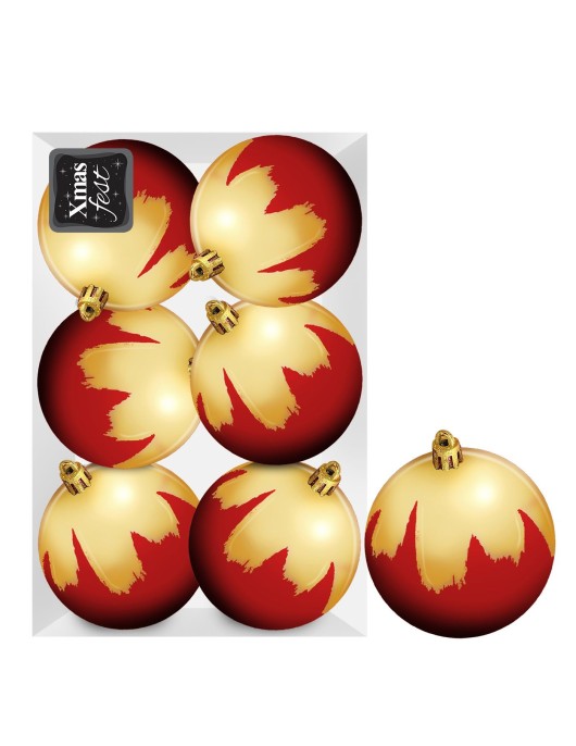 Μπάλες Κόκκινες με Χρυσή Βαφή πακ=6τεμ φ8 ø8cm Xmasfest 1133594
