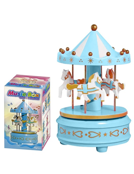 Καρουζέλ Κουρδιστό Γαλάζιο 16x11cm Xmasfest 1133607