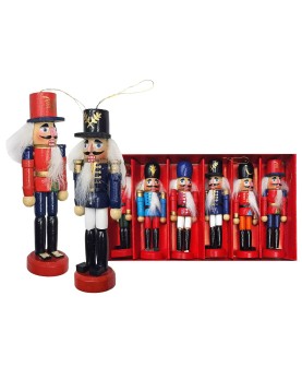 Καρυοθραύστες Ξύλινοι Κρεμαστοί σετ=6 τεμ Τεμ=12,5cm, σετ=24x13x3cm Xmasfest 1133609