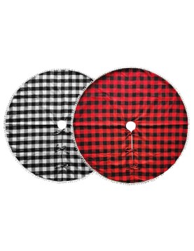 Ποδιά Δέντρου Καρώ με Pom-Pom ø106cm Xmasfest 1133620