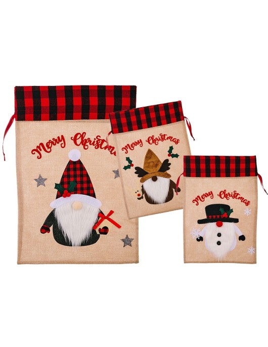 Σάκος Χριστουγέννων Λινάτσα Καρώ 57x38cm Xmasfest 1133623