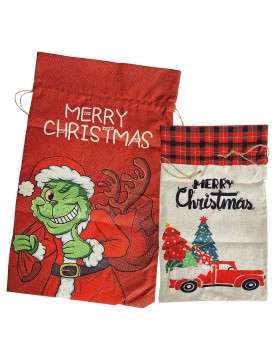 Σάκος Χριστουγέννων Λινάτσα Σχέδια 52x30cm Xmasfest 1133629