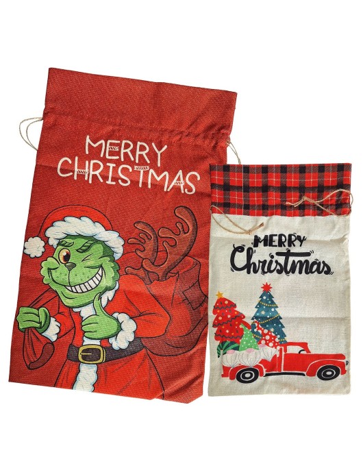 Σάκος Χριστουγέννων Λινάτσα Σχέδια 52x30cm Xmasfest 1133629