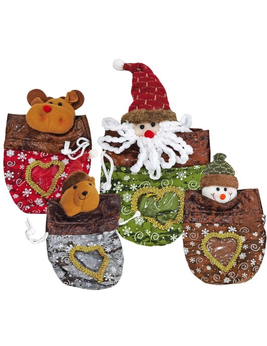 Τσαντάκι Πουγκί με Παράθυρο & Φιγούρα Xmas 24x16cm Xmasfest 1133692