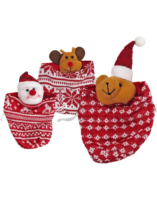 Τσαντάκι Πουγκί Μάλλινο Xmas 20x14cm Xmasfest 1133693