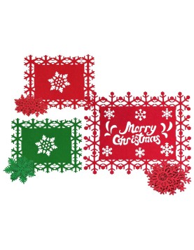 Σουπλά &amp; Σουβέρ Τσόχινα σετ=4 + 4 τεμ Σουπλά= 33x25cm, Σουβέρ= ~10cm Xmasfest 1133697