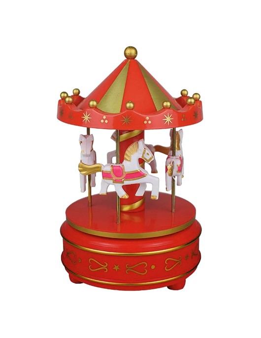 Καρουζέλ Κουρδιστό Κόκκινο-Χρυσό 17x11cm Xmasfest 1133698