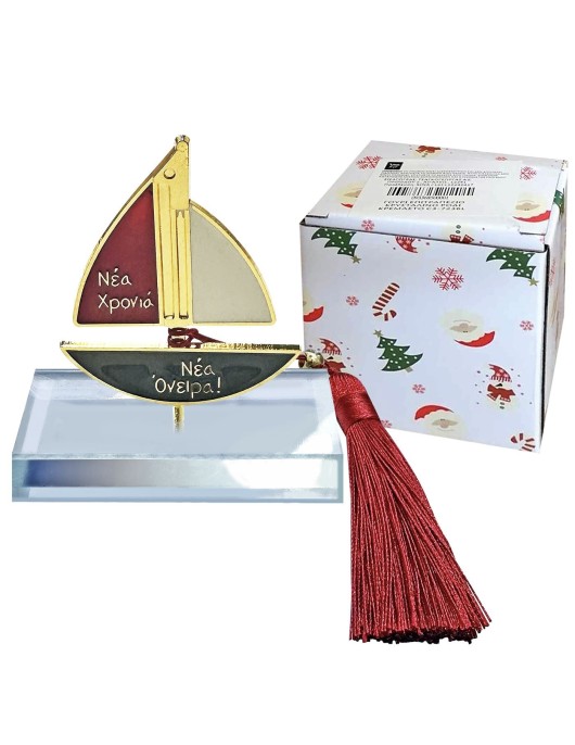Γούρι Επιτραπέζιο Κρυστάλινο Καράβι ~8x5cm Xmasfest 1133701