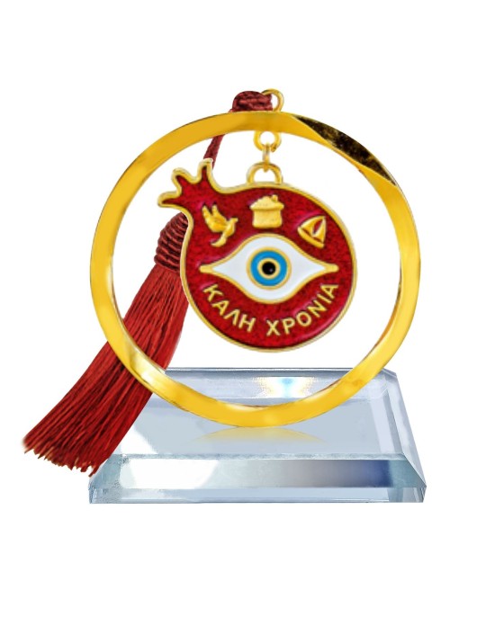 Γούρι Επιτραπέζιο Κρυστάλλινο Μάτι-Ρόδι ~8x5cm Xmasfest 1133704