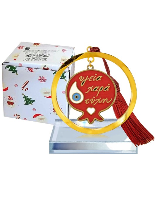 Γούρι Επιτραπέζιο Κρυστάλινο Ρόδι Κρεμαστό ~8x5cm Xmasfest 1133705