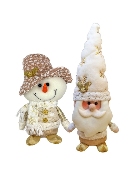 Φιγούρα Χριστουγεννιάτικη Λευκή με Χρυσές Ρίγες ~35cm Xmasfest 1133714