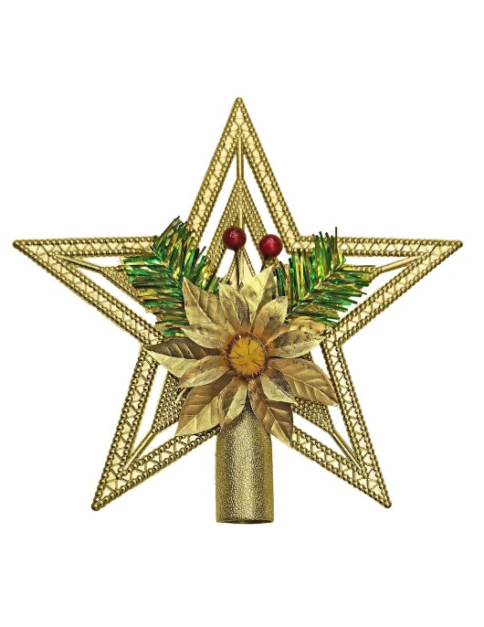 Κορυφή Δέντρου Άστρο Χρυσό με Διακόσμηση 19cm Xmasfest 1133776