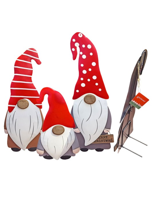 Gnome Μεταλλικές Επιδαπέδιες Φιγούρες σετ=3 τεμ 68cm /62cm /46cm Xmasfest 1133813