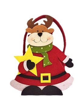 Καλάθι Τσόχινο Τάρανδος με Άστρο 16x15x6cm Xmasfest 1133836