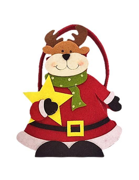 Καλάθι Τσόχινο Τάρανδος με Άστρο 16x15x6cm Xmasfest 1133836