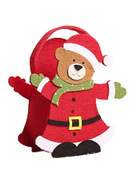 Καλάθι Τσόχινο Αρκούδος με Σκούφο 16x15x6cm Xmasfest 1133838