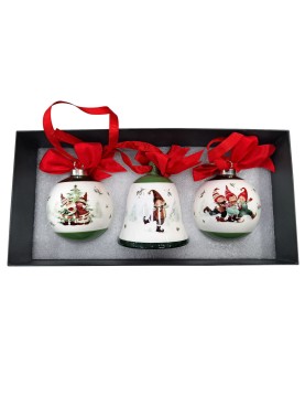 Σετ 2 Μπάλες &amp; 1 Καμπάνα Πορσελάνης 30x15x11cm Xmasfest 1133860