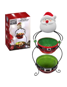 Σετ Άγιος &amp; 2 Μπωλ σε Μεταλλική Βάση 50x26cm Xmasfest 1133861