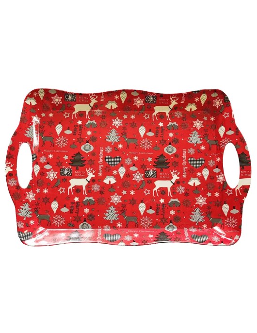 Δίσκος Πλαστικός Ορθογώνιος Merry Christmas με Μπάλες 38x26cm Xmasfest 1133871