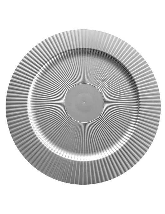 Πιατέλα Πλαστική Ασημί με Γραμμές ø31cm Xmasfest 1133876