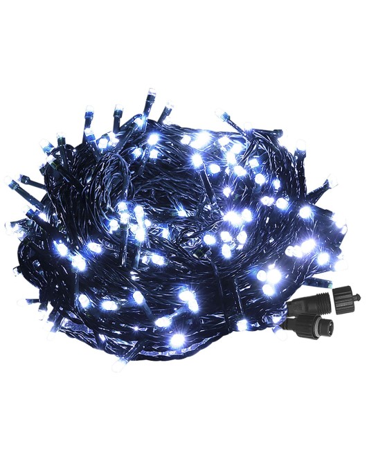 100 Λαμπάκια LED Λευκό Ψυχρό σε Σειρά με Επέκταση & Προγράμματα IP44 5m (δεν Περιέχεται ο Μετασχηματιστής) Xmasfest 1133885