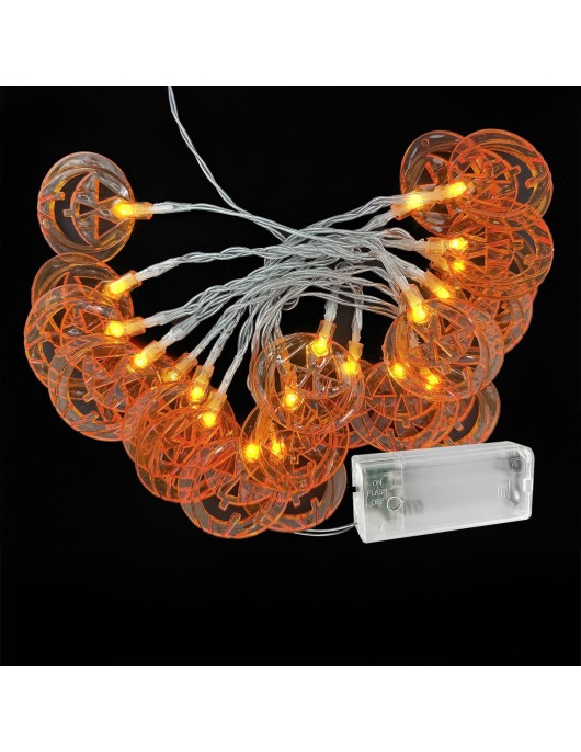 20 Λαμπάκια LED Μπαταρίας Κολοκύθες Λευκό Θερμό με Controller IP20 2,3m Xmasfest 1133888