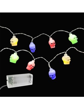 20 Λαμπάκια LED Μπαταρίας Νεκροκεφαλές Πολύχρωμα με Controller IP20 2,3m Xmasfest 1133889