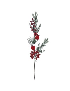 Κλαδί με 2 Ρόδια &amp; γκι 72cm Xmasfest 1133900