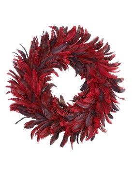 Στεφάνι με Φτερά &amp; Πούπουλα Κόκκινο ø50cm Xmasfest 1133904