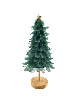 Δέντρο Επιτραπέζιο με Φτερά &amp; Πούπουλα Πράσινο 33x ø12cm Xmasfest 1133907