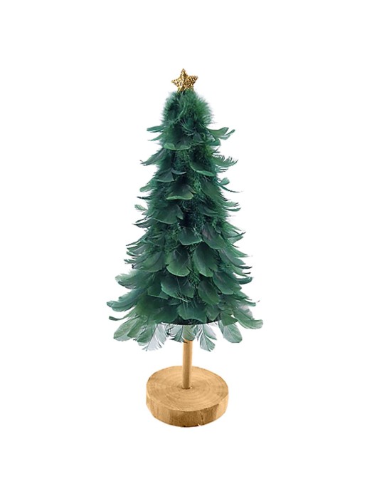 Δέντρο Επιτραπέζιο με Φτερά & Πούπουλα Πράσινο 33x ø12cm Xmasfest 1133907