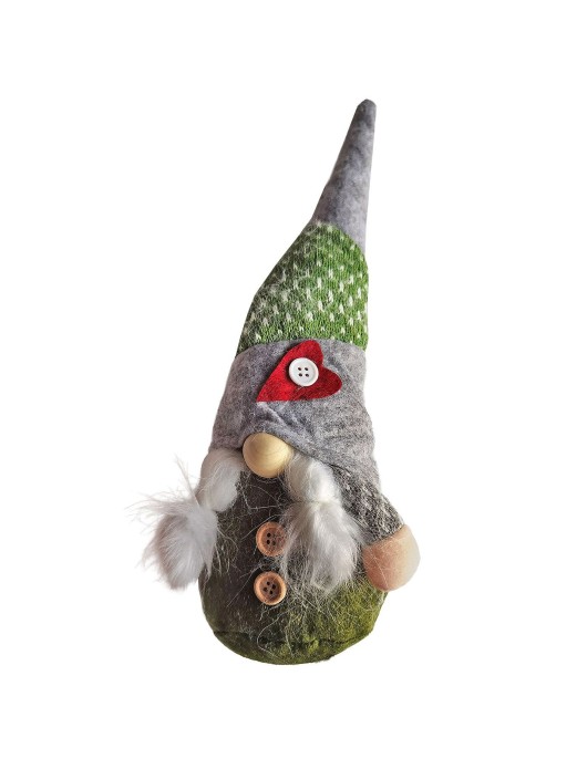 Φιγούρα Gnome Πράσινη με Πλεξούδες 34cm Xmasfest 1133943