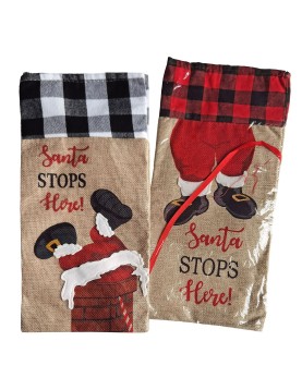 Θήκη Κρασιού Xmas Λινάτσα 34x16cm Xmasfest 1133951