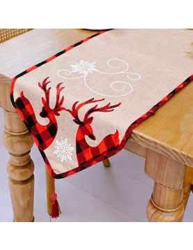 Runner Διακόσμησης Τραπεζιού Καρώ - Λινάτσα 180x35cm Xmasfest 1133962