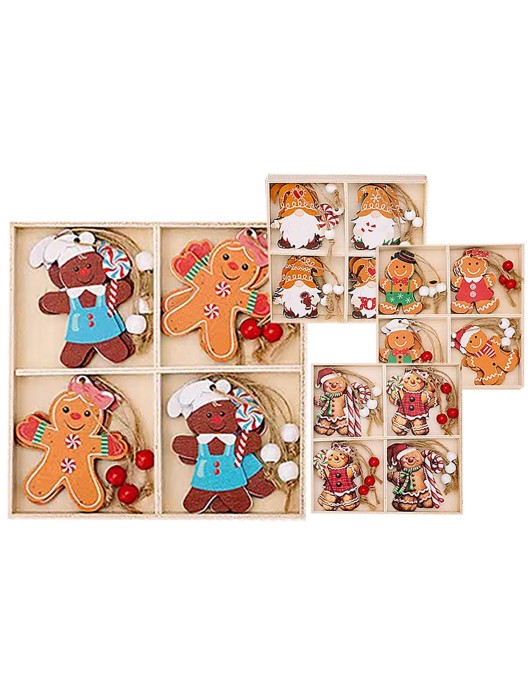 Στολίδια Ξύλινα Μπισκοτούληδες Σετ=12 τεμ 6cm Xmasfest 1133985