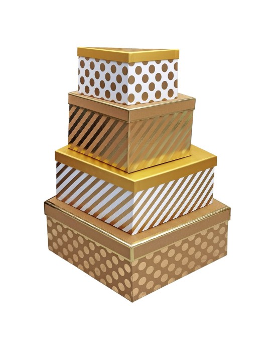 Κουτιά Χάρτινα Χρυσά Σετ=4 τεμ 24x19x14cm 28x24x15cm 34x31x16cm 38x35x18cm Xmasfest 1133993