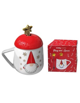 Κούπα Πορσελάνης Xmas με Καπάκι 14x9,5cm 400ml Xmasfest 1133998