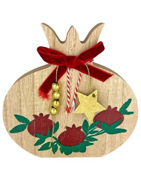 Ρόδι Ξύλινο Επιτραπέζιο Διακοσμητικό 14,5x14cm Xmasfest 1134011