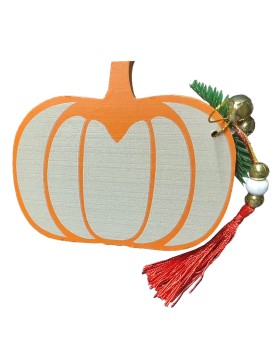 Κολοκύθα Ξύλινο Επιτραπέζιο Διακοσμητικό 14,5x14cm Xmasfest 1134013