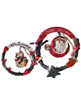 Στεφάνι Κλαδιών με Χριστουγεννιάτικη Φιγούρα 16x16cm Xmasfest 1134042