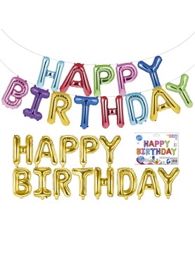 Φουσκωτό Μεταλλιζέ Happy Birthday Ύψος γραμμάτων=41cm Homie 116791