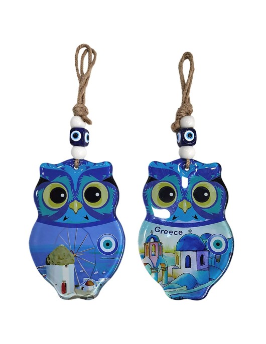 Γούρι Κουκουβάγια Greece με Μάτι & Νησί 24x13x9cm Homie 116934