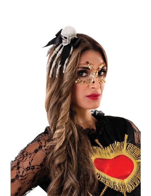 Αποκριάτικο Αξεσουάρ Hairclip Χέρι Με Νεκροκεφαλή