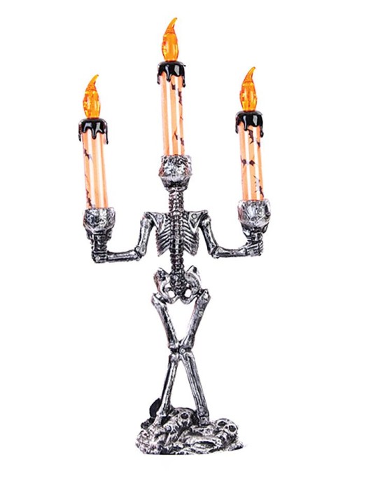 Αποκριάτικο Αξεσουάρ Κηροπήγιο Σκελετός Με Φως 37cm