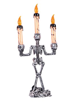 Αποκριάτικο Αξεσουάρ Κηροπήγιο Σκελετός Με Φως 28.5cm