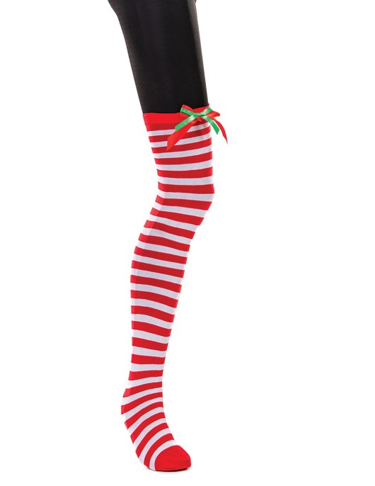 Χριστουγεννιάτικο Αξεσουάρ Κάλτσες Ριγέ Με Φιόγκο
