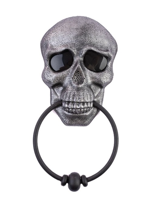 Αποκριάτικο Αξεσουάρ Κουδούνι Μαύρη Νεκροκεφαλή Με Ήχο & Φως 31cm
